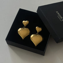 Load image into Gallery viewer, Double Heart Gold Earrings
